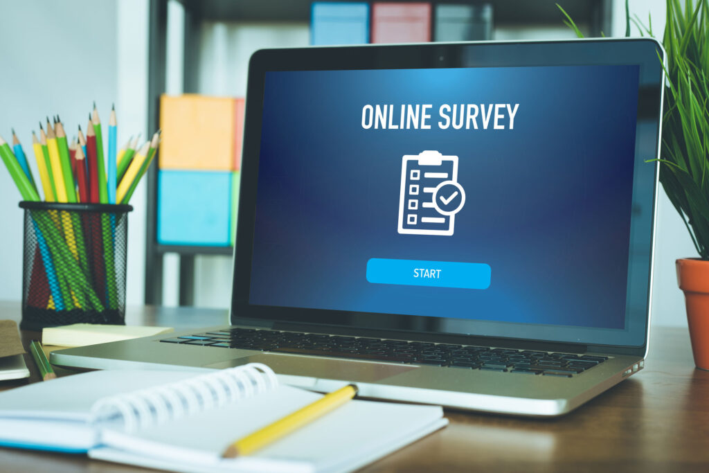 COMPUTER IMAGE OF AN ONLINE SURVEY REQUESTING CUSTOMER FEEDBACK